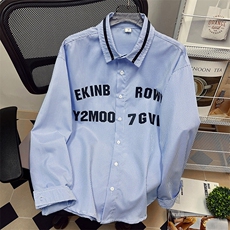 1中性竖条纹大码M-5XL日系港风情侣七分袖衬衫男QCS7018P45控68，男装衬衫，星座226-2