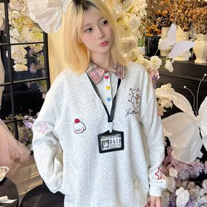 可爱小狗刺绣假两件polo衫长袖t恤2025新款秋季设计感小众上衣图片