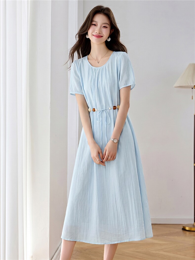 修身型2026年夏季否夏季短袖单件18-50周岁薄款X型,女装连衣裙,悦祺
