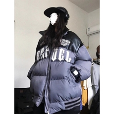 [有货]拼接加厚棉衣高街学院风棉服外套MY234特P84，男装棉衣，星座908-1
