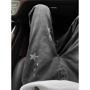 B221美式ins高街修身五角星微喇牛仔裤LK25580-特P45控78图片