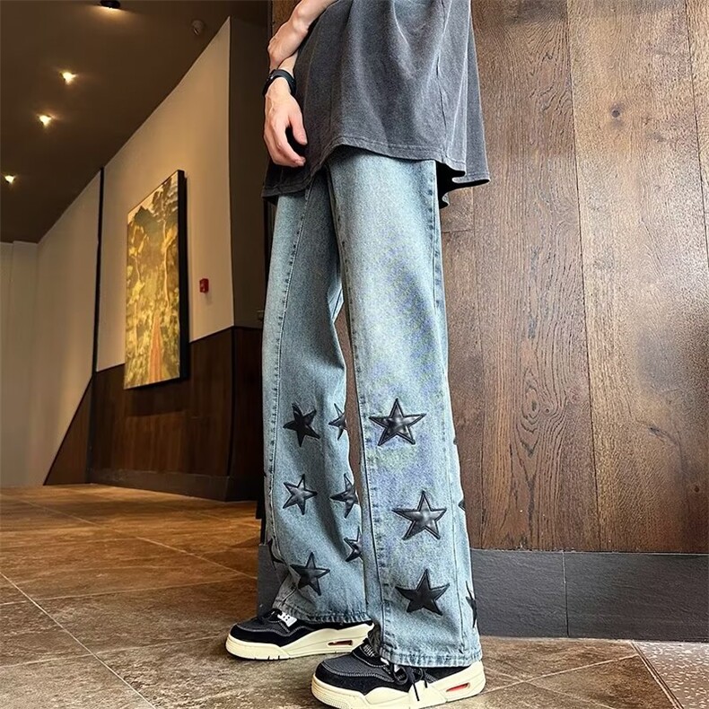 青春流行ins男原宿美式vibe裤子直筒水洗拉链牛仔裤潮C967P50,男装牛仔裤,星座1116-2