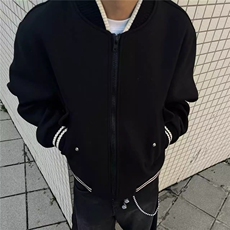 韩系百搭复古重磅夹克衫男宽松休闲棒球服飞行员痞帅廓形加厚外套，男装夹克，星座506A