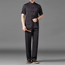 中老年男棉麻短袖中式唐装男风夏季亚麻套装MJ7225-P105，男装民族服装，星座1105-3