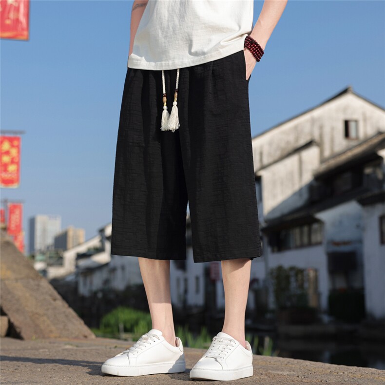 夏季风男装棉麻七分裤直筒超宽松休闲中裤A266-1-KZ880-P56图片