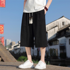 夏季风男装棉麻七分裤直筒超宽松休闲中裤A266-1-KZ880-P56图片