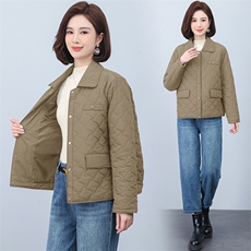 2023年冬季翻领小香风绗绣短款棉衣，女装棉衣/棉服，文熹诺