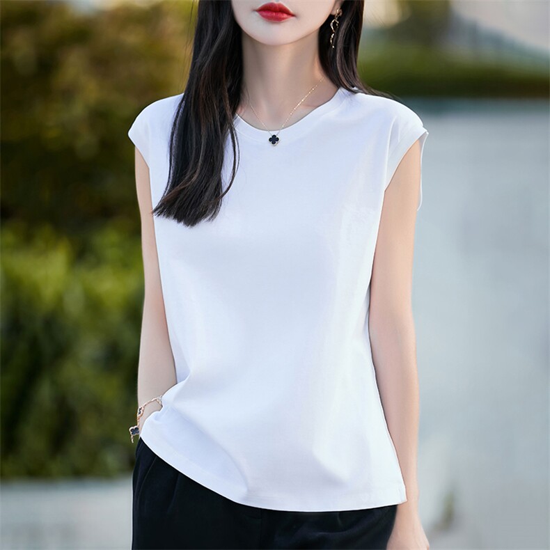 夏季圆领通勤简约无袖T恤女纯色休闲内搭坎肩百搭打底吊带上衣新，女装背心吊带，暖烁羊绒