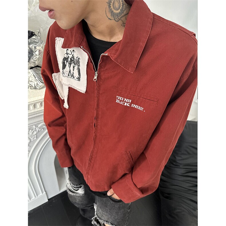 贴布设计底特律工装夹克美式复古宽松休闲外套JK9325特P85,男装夹克,星座908-1