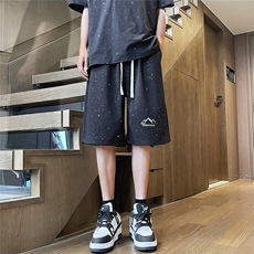 抖音得物高品质重磅320克华棉夏季满天星短裤印花男女五分裤特P30，男装休闲裤，电商A486