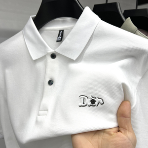 夏季新款男士短袖丝光棉POLO杉高档轻商务翻领百搭中年爸爸装图片