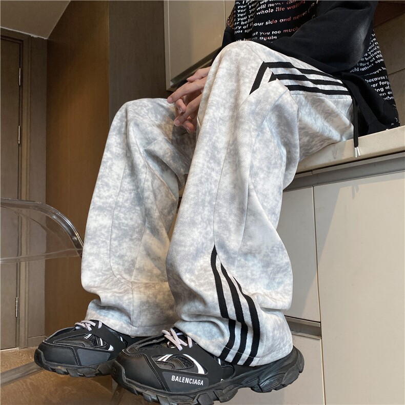 春季新款潮流扎染条纹拼接宽松休闲脏脏裤B315-K109-特p40控78，男装休闲裤，电商B315