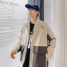 2021春季男士休闲港风外套男潮流夹克外套男宽松拼接9218-P75，男装夹克，电商A128