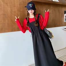 【大货已出】设计感两面穿黑色背带裙C158-8641-P120-K178，女装连衣裙，2C158