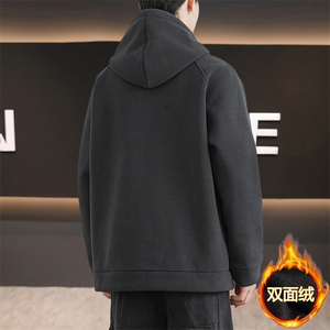 K905-P65 M-8XL大码重磅双面绒男生连帽外套港风夹克开衫学生图片