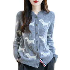 2025年秋季新款七针提花针织衫外套休闲时尚，女装针织衫/毛衣，昭美羊绒