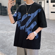 得物抖音40支双纱高品质印花潮牌半袖纯棉短袖T恤男女T7219-P45，男装T恤，电商A441-1