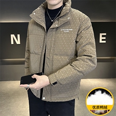 男士冬季标羽绒服时尚立领帅气百搭鸭绒保暖青年夹克外套，男装夹克，电商A225