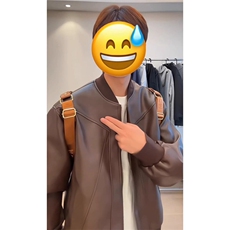 美拉德咖色PU皮衣外套男秋短款潮牌高级感哈灵顿夹克飞行员棒球服，男装夹克，星座1210-1