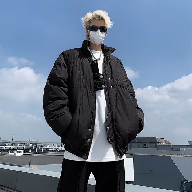 不规则立领棉衣男冬季新款高街美式复古外套 SHY112 P105图片