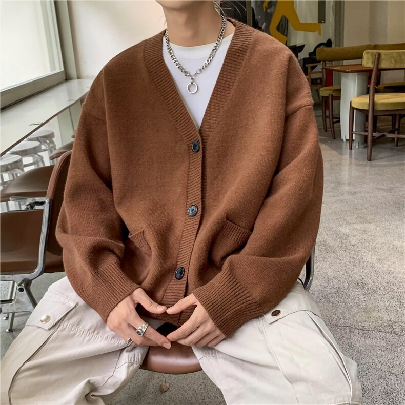 美式街头设计感鹿绒毛衣男慵懒风休闲针织衫M0140P48，男装针织衫/毛衣，星座1116-2