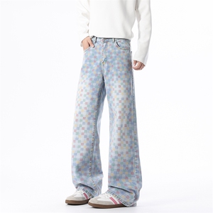 B221美式ins高街小众印花宽松直筒牛仔裤 LK25576-特P45控78图片