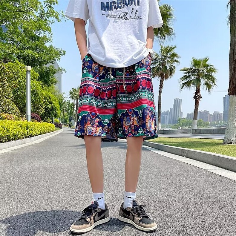 沙滩短裤男士韩版潮流高街夏威夷宽松2024新款ins五分裤K5536-P23图片