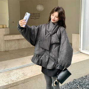 送围脖90白鸭绒烫钻羽绒服韩版花苞外套2C323-8878-P290图片