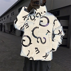 2024新款棉衣男冬季加厚立领炸街反光棉服男外套港风学生棉袄P115，男装棉衣，星座505-3