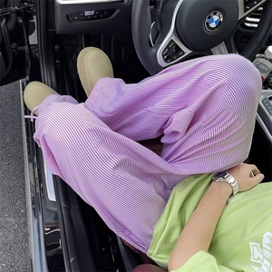 细条纹休闲裤男士韩版潮流高街阔腿2024夏季新款ins长裤K5295-P40图片