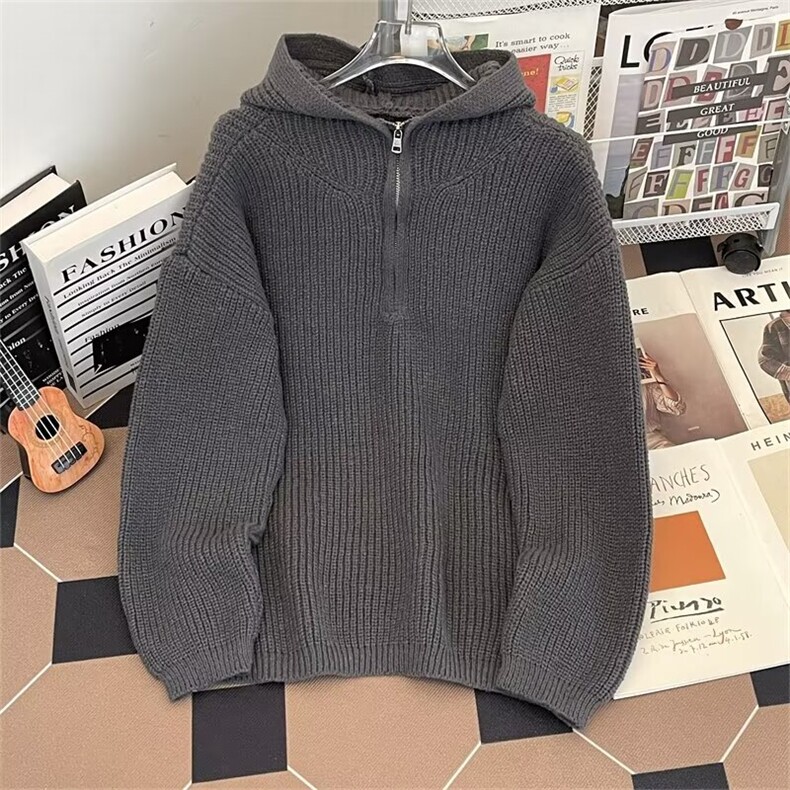 cleanfit半拉链连帽毛衣男秋冬季韩系宽松高级感针织衫M281/P55,男装针织衫/毛衣,星座506B