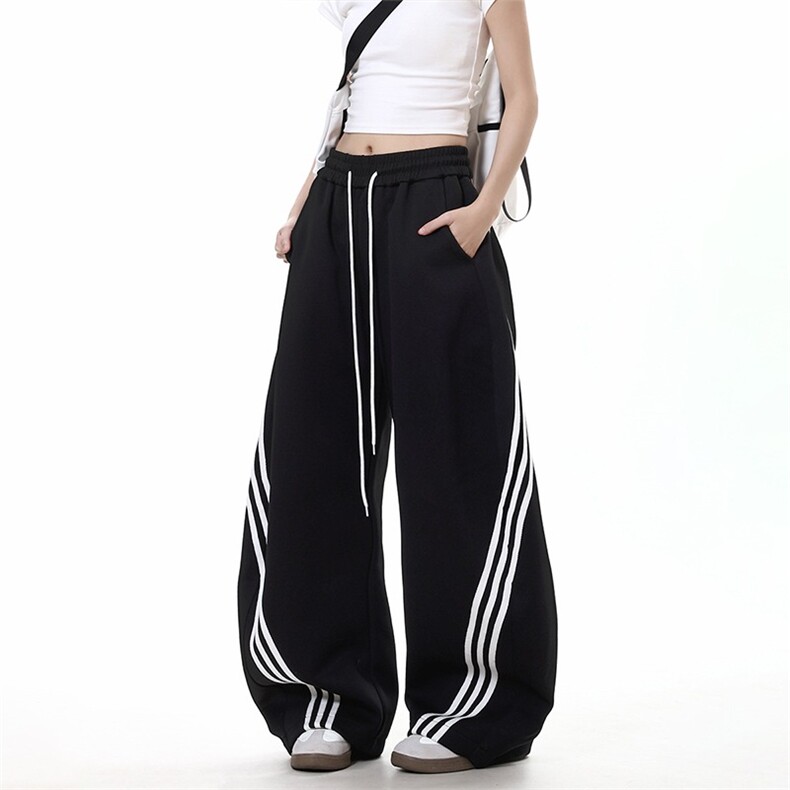 B883美式高街三条杠条纹弯刀休闲裤新款宽松垂感跳舞运动镰刀裤，男装休闲裤，星座308A-1（原309B-1）