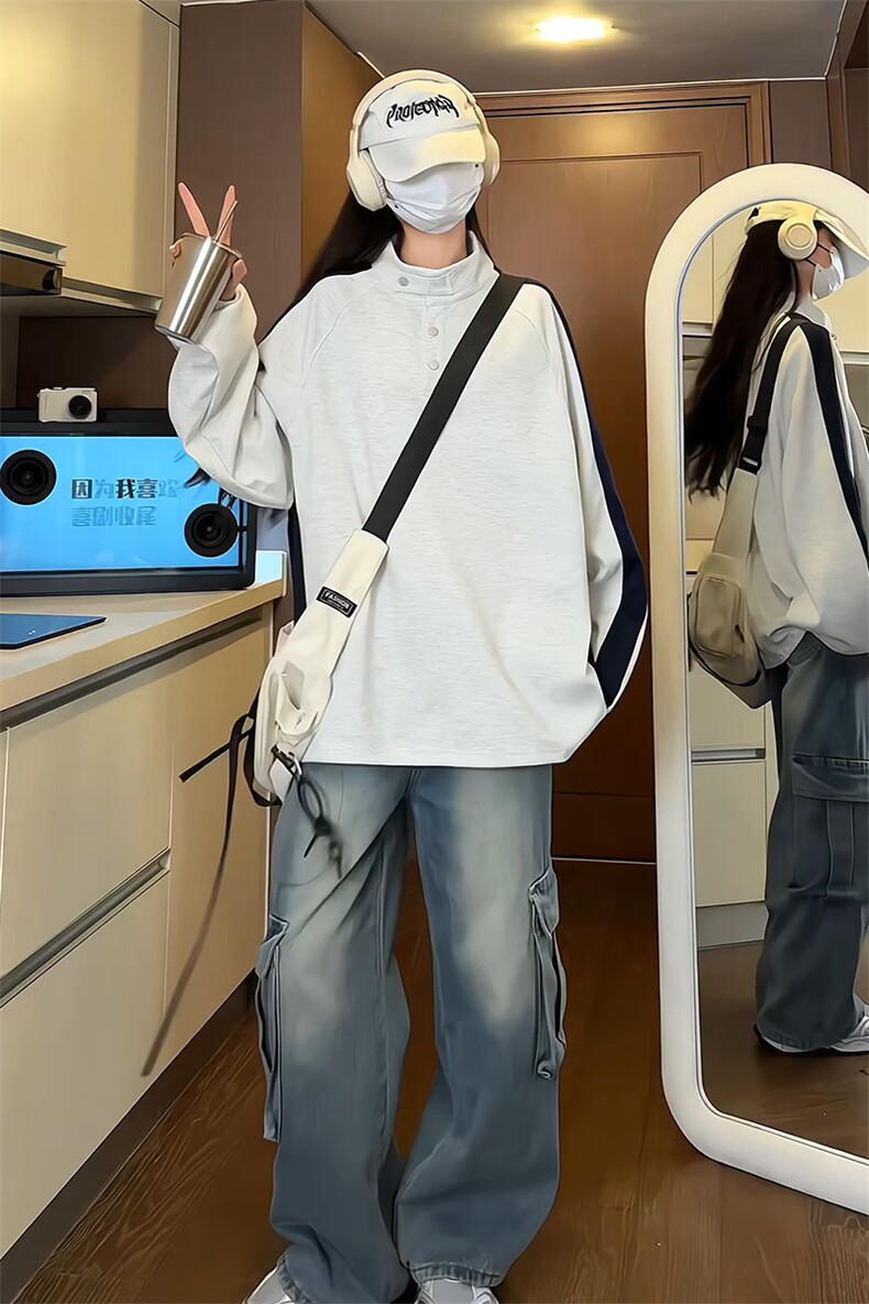 量大优供视频拼接排扣圆领长袖卫衣男cp82-特p30,男装卫衣,电商B371