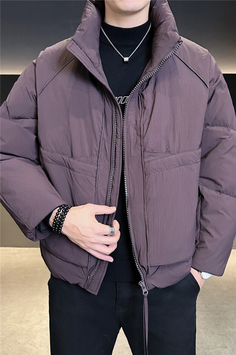 90新标2025设计款加厚保暖立领简约宽松羽绒服外套8821-P295,男装羽绒服,电商A413