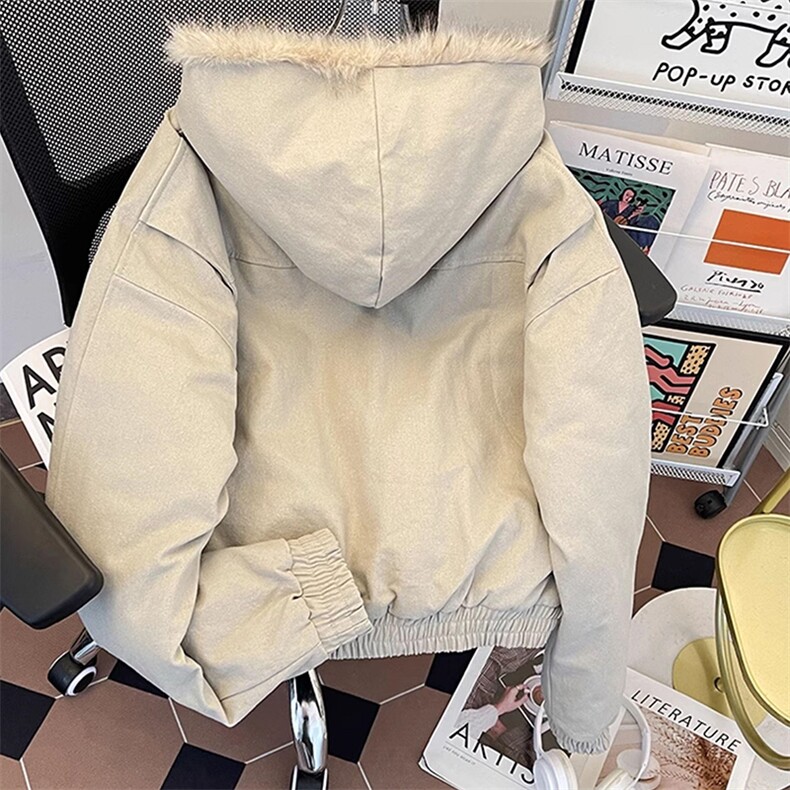 现货高品质美式高街冬季重磅硬挺短款座山雕毛领棉衣男女加厚外套,男装棉衣,电商A486