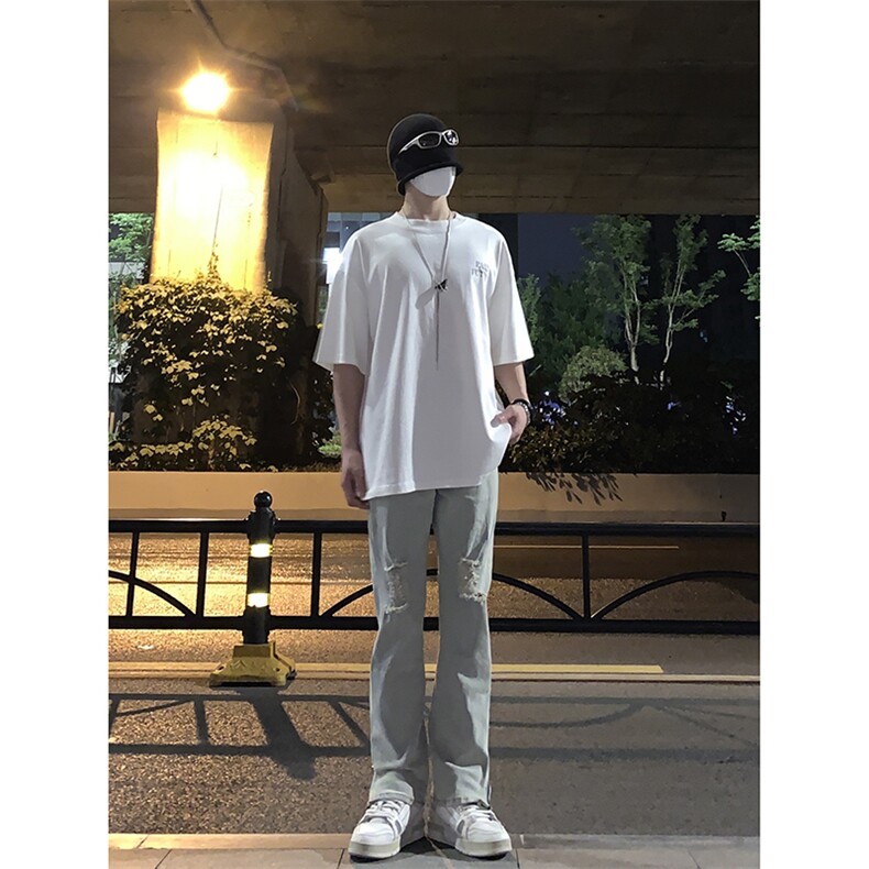 B221 美式ins高街暗黑拉链小脚弹力破洞牛仔裤 LK23060-P65 控88图片