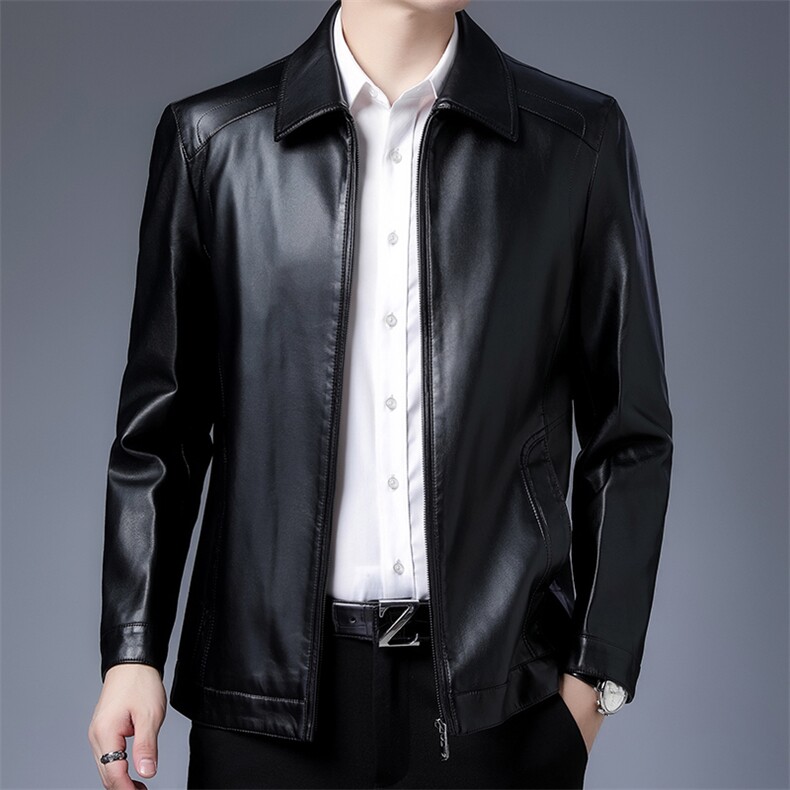 BH802钱塘2020-2中年男士春秋季商务休闲百搭皮衣夹克外套P127,男装皮衣,钱塘207-2