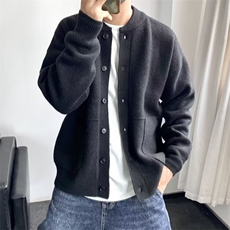 秋冬季新款开衫毛衣男生韩系时尚青年百搭休闲纯色慵懒风针织外套，男装针织衫/毛衣，星座1210-1