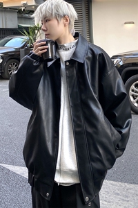 复古机车皮衣男宽松美式休闲皮夹克飞行员皮外套 J5066 P85 控118图片