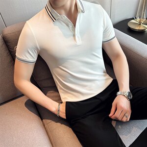 轻奢商务主推小熊刺绣大码翻领夏季短袖T恤翻领Polo衫男T063-P38图片
