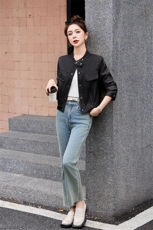 2026春季新款修身短款皮衣外套，女装皮衣，自然秀