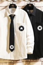 LC42008-P45加绒款P55痞帅领带长袖衬衫男士大码dk制服男jk砖墙，男装衬衫，电商A040A