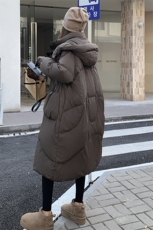 灰色韩系宽松白鸭绒羽绒服女冬季新款中长款小个子高级感加厚外套，女装羽绒服，2C232