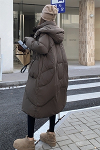 灰色韩系宽松白鸭绒羽绒服女冬季新款中长款小个子高级感加厚外套图片