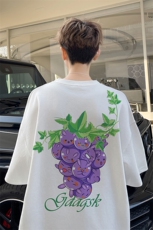 图案已注册夏季新款创意葡萄短袖T恤男潮宽松半袖体恤衫D186/P25，男装T恤，电商B316
