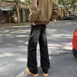 高街牛仔裤男女韩版潮流帅气百搭拼接2025春季ins长裤RK2432-P43图片