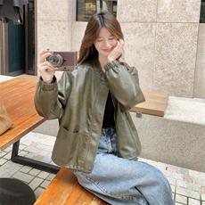 美式复古短款皮衣外套女春秋2025新款又飒又酷机车服PU夹克巨好看，女装皮衣，2C291