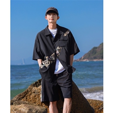 1小熊短衬男+短裤大码M-5XL情侣套装92%聚酯纤维8%氨纶TZ77057P70，男装牛仔裤，星座226-2