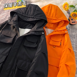 2025 冬季新款 港风摆拍大码多口袋羊羔毛棉衣M-5X HM22545-P110图片