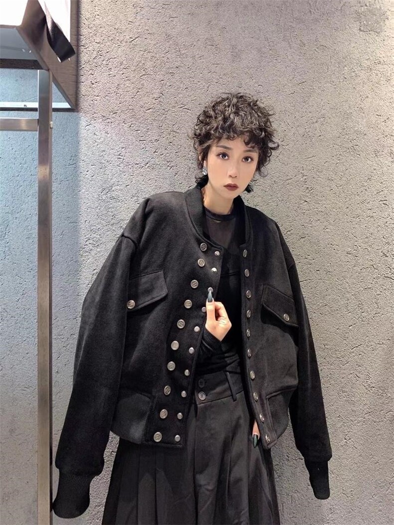 2021秋季新款欧美风双排扣廓形休闲大口袋百搭短外套,女装短外套,L·H·X